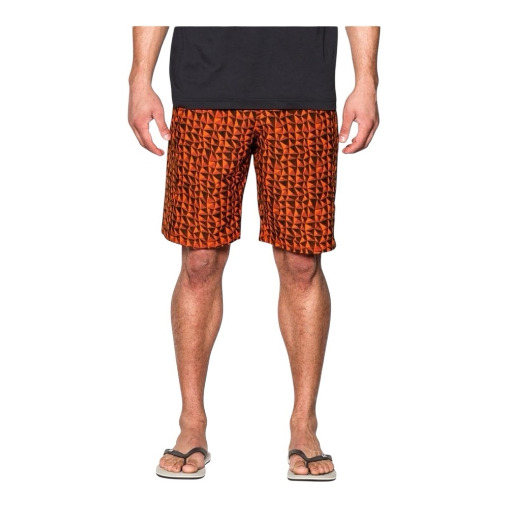 Under Armour Board Shorts Mens Size 34 Orange Loose Fit Drawstring - Picture 3 of 16